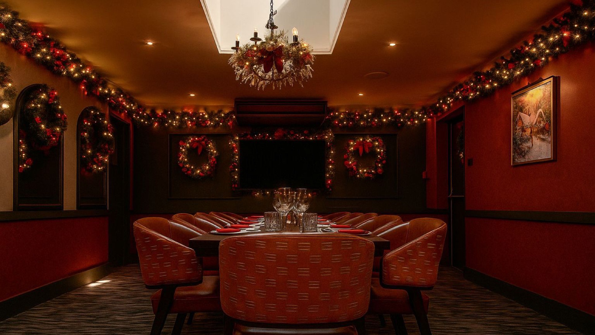 The restaurant at Mason's dressed for Christmas