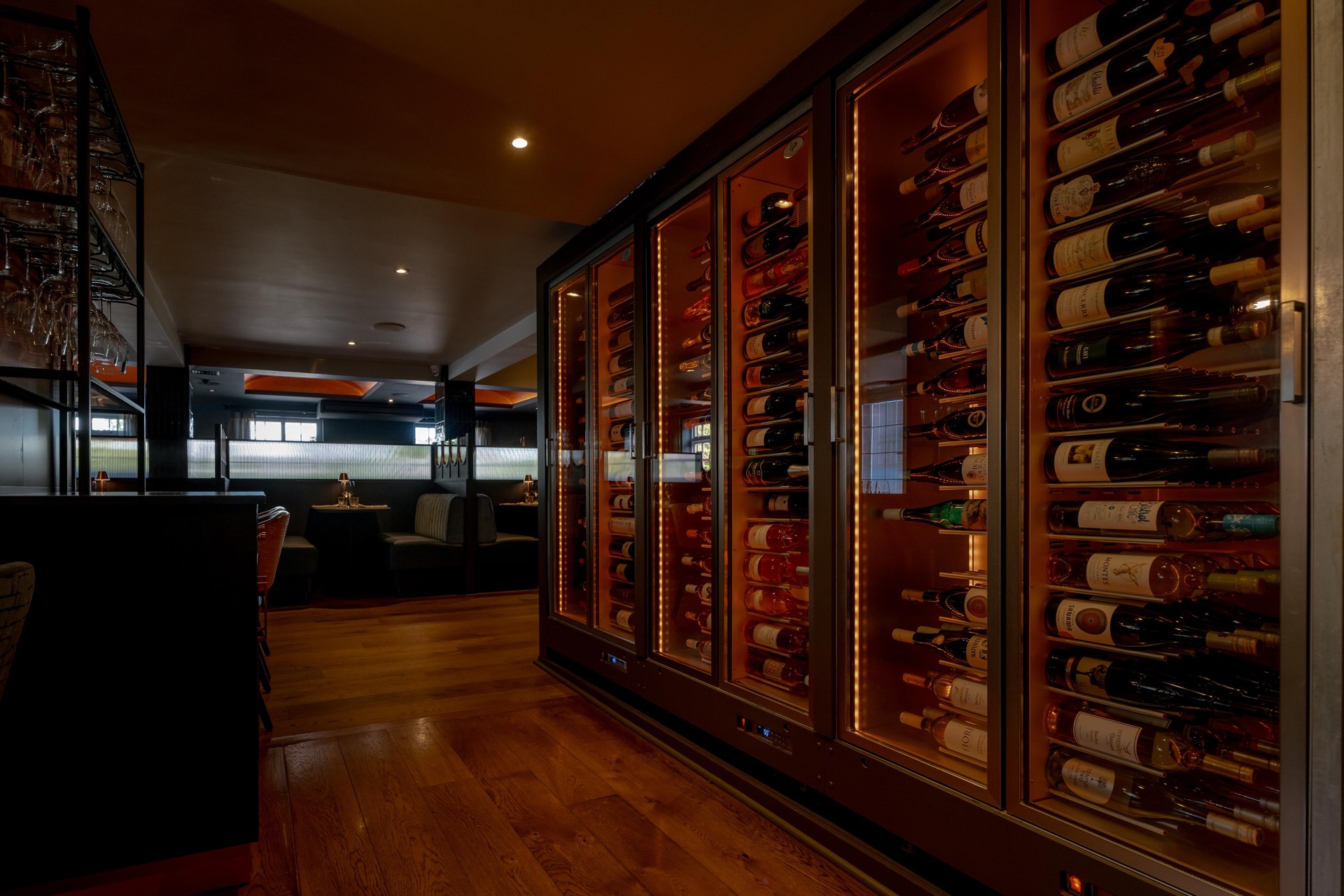 The glass wine cellar at Mason's