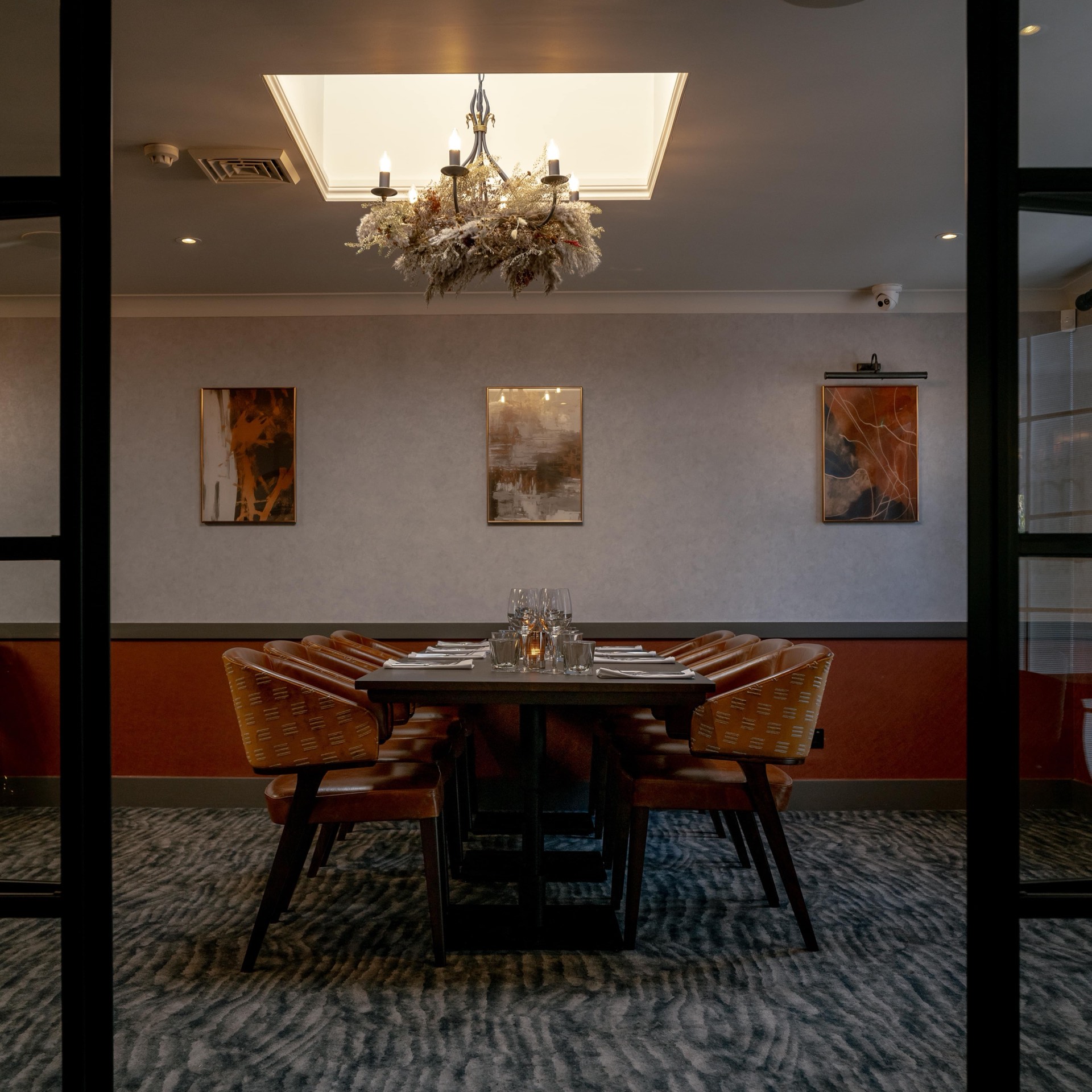 The private function room at Mason's dressed for a Christmas party