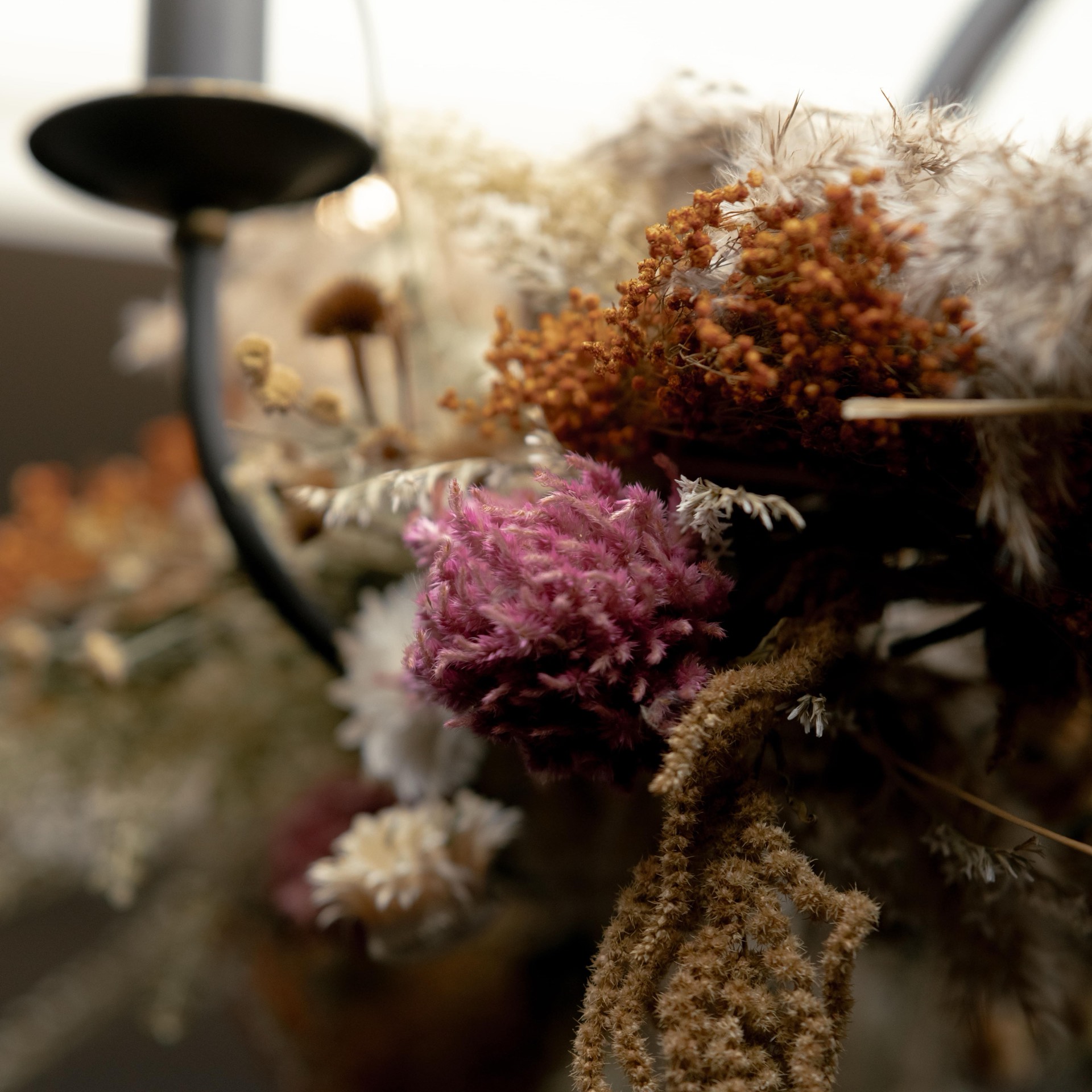 A dried flower arrangement at Mason's